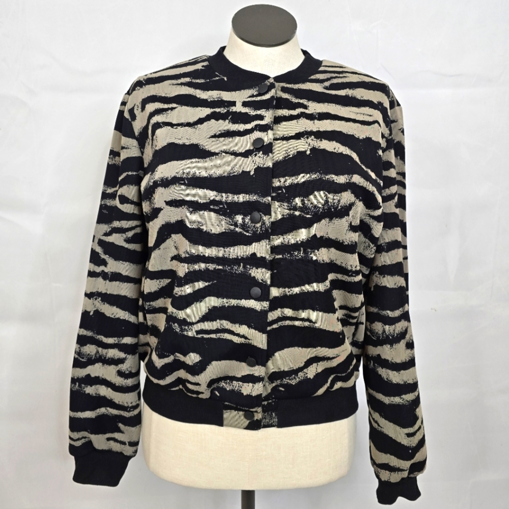 NWT Wantdo Secret Zebra Striped Bomber Jacket Sz XL